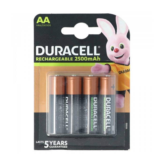 4 סוללות נטענות AA 2500 תוצרת Duracell