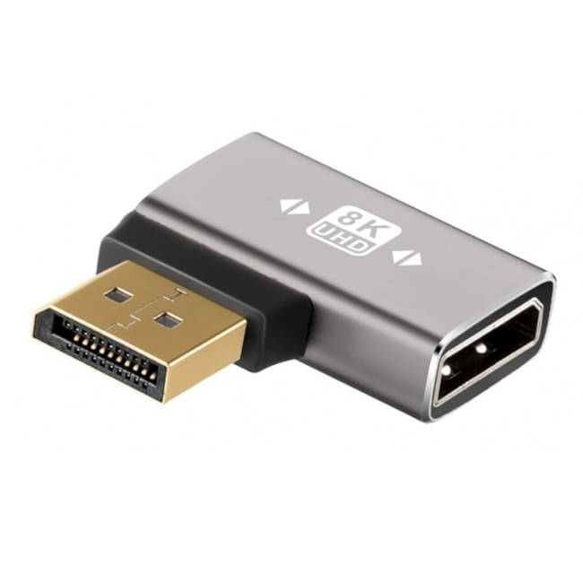 מתאם זוויתי DISPLAYPORT 1.4 8K@60HZ זכר-נקבה לצד ימין