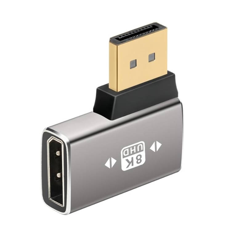 מתאם זוויתי DISPLAYPORT 1.4 8K@60HZ זכר-נקבה לצד שמאל
