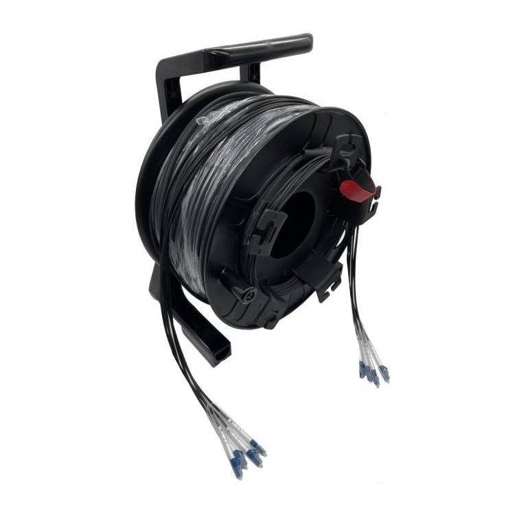 כבל אופטי טקטי 4 סיבים SM מחברי LC על גלגלת - 100 מטר