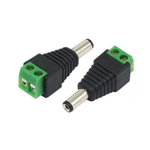 קונקטור DC 2.1/5.5mm זכר למצלמות אבטחה עם חיבור הברגה ללא הלחמה