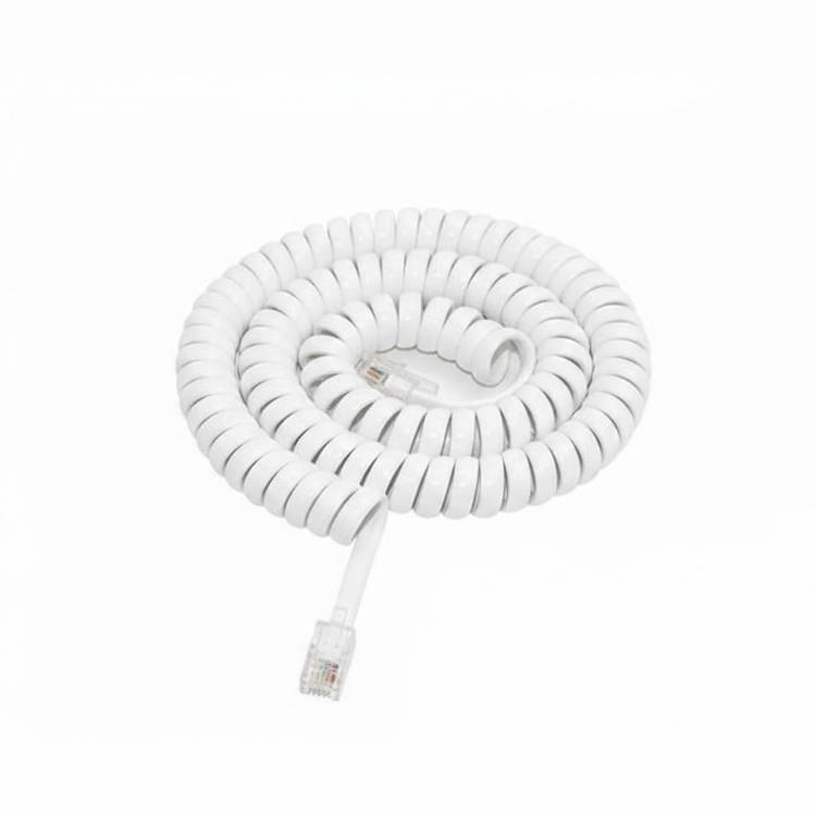 כבל מסולסל בצבע לבן לשפורפרת טלפון - אורך 3 מטר