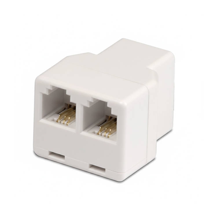 מפצל (מופה) מ-1 ל-2 חיבורי RJ11 (אמריקאי) נקבה