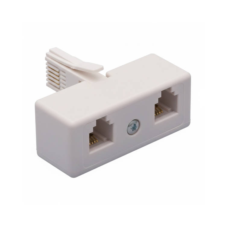 מפצל לשקע טלפון "בזק" לשני שקעים אמריקאים RJ11