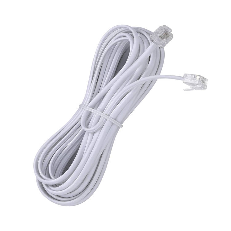 כבל טלפון לבן חיבורים אמריקאים (RJ11) באורך 2 מטר