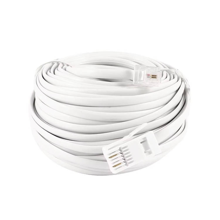 כבל טלפון לבן חיבורים בזק-אמריקאי באורך 20 מטר