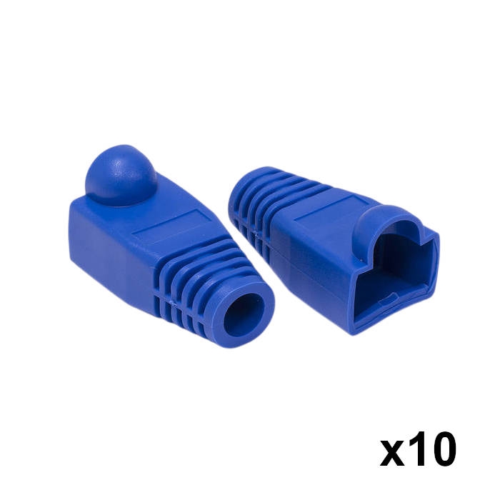 10 יחידות כיסוי גומי לקונקטור RJ45 - צבע כחול