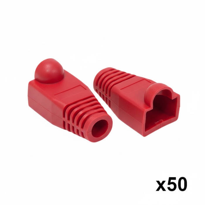 50 יחידות כיסוי גומי לקונקטור RJ45 - צבע אדום