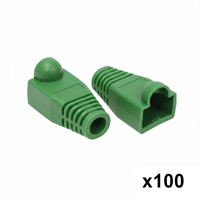 100 יחידות כיסוי גומי לקונקטור RJ45 - צבע ירוק