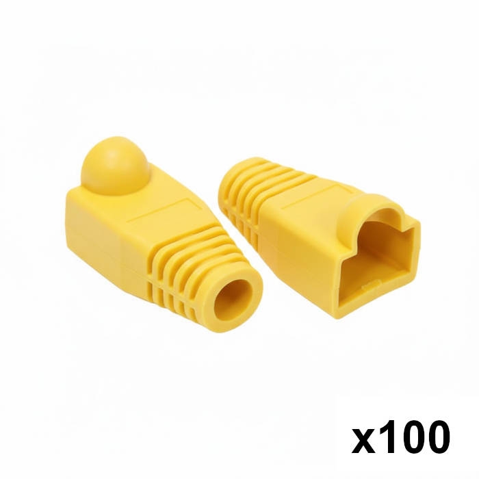 100 יחידות כיסוי גומי לקונקטור RJ45 - צבע צהוב