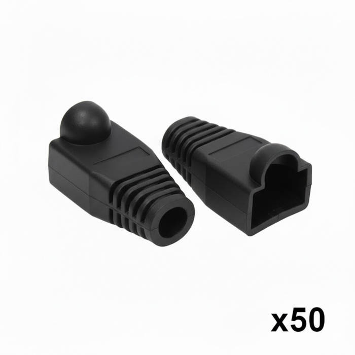 50 יחידות כיסוי גומי לקונקטור RJ45 - צבע שחור