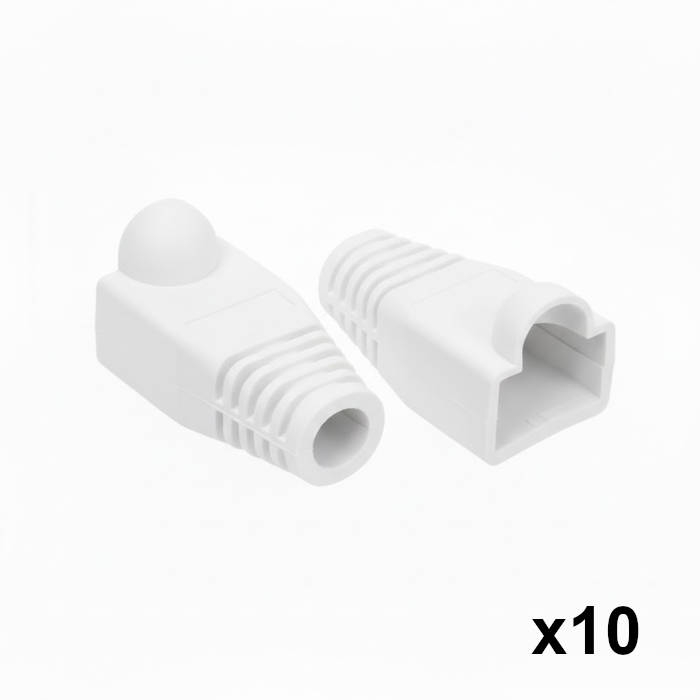 10 יחידות כיסוי גומי לקונקטור RJ45 - צבע לבן