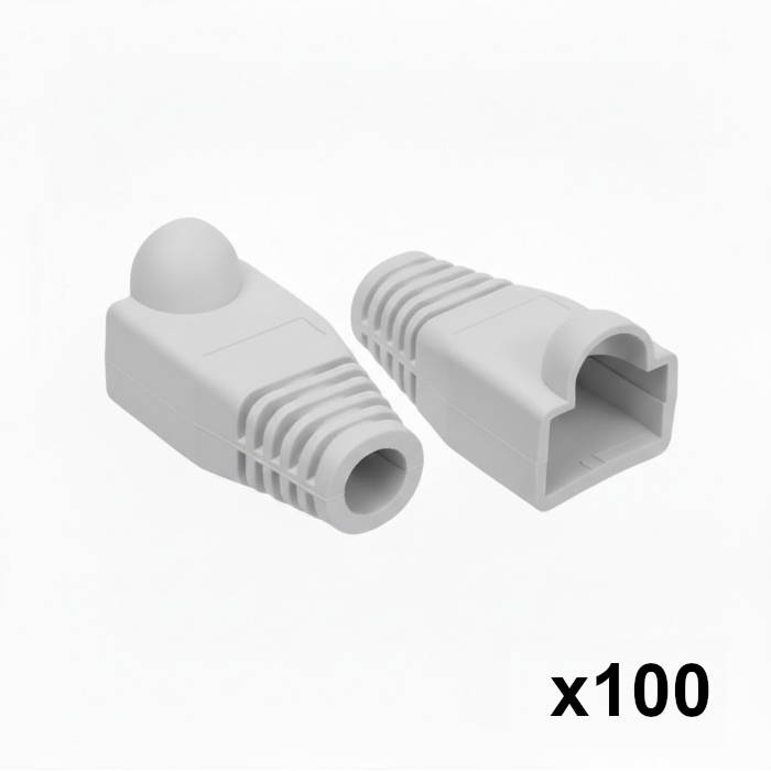 100 יחידות כיסוי גומי לקונקטור RJ45 - צבע אפור