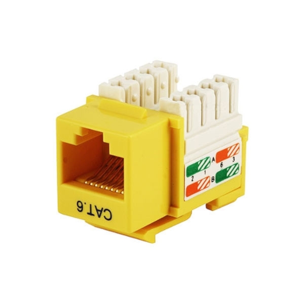 שקע קיסטון RJ45 CAT6 צהוב בתקן UL