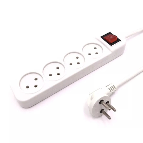 מפצל חשמל (רב שקע) ל-4 עם כבל 1 מטר ומפסק - בעל תו תקן ישראלי