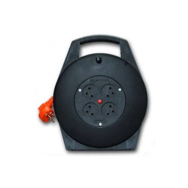 כבל חשמל 10 מטר על תוף עם רב שקע 4 ומגן התחממות