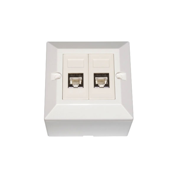 שקע כפול RJ45 מסוכך CAT6 עם קופסא על הטיח