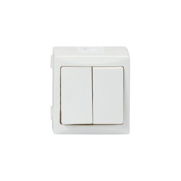 מפסק תאורה כפול ON/OFF להתקנה על הקיר תוצרת ניסקו דגם NNB-B