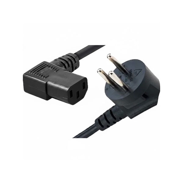 כבל חשמל למחשב (כבל קומקום) חיבור בזוית 90 מעלות, 1.5 מטר שחור - כבל תיקני