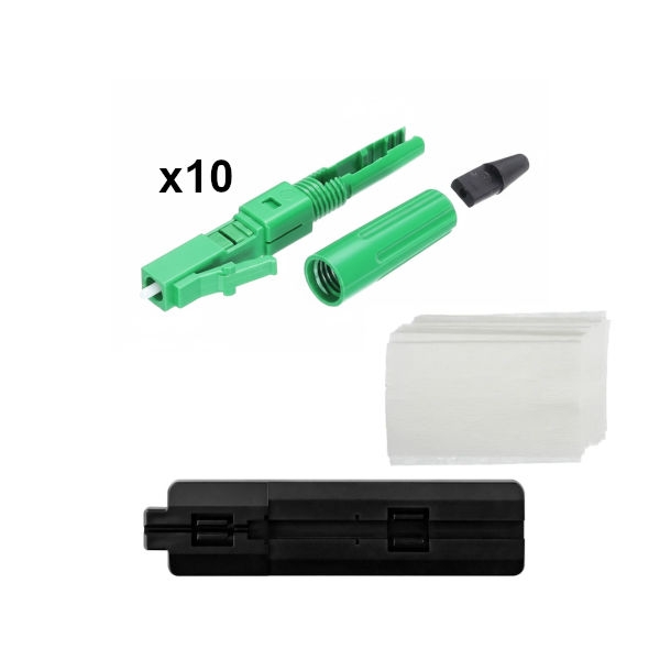 10 חיבורי LC/APC להרכבה ידנית כולל חושף סיב