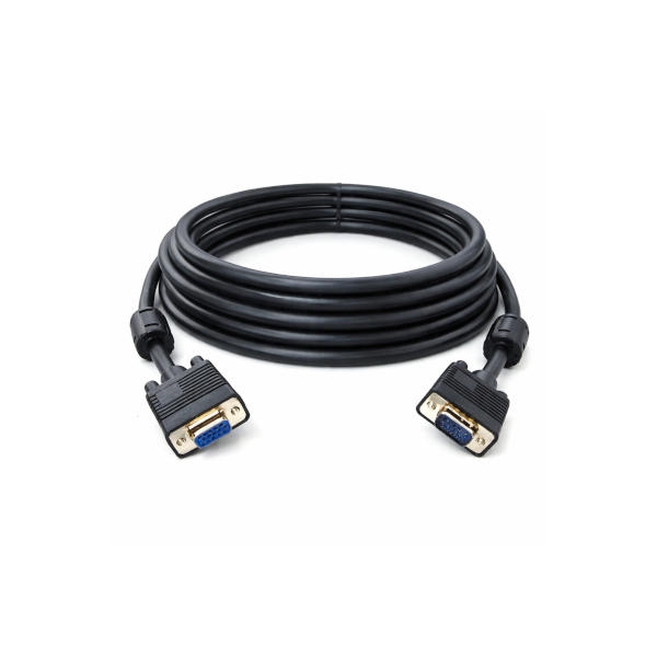 כבל מסך מאריך בצבע שחור חיבורי VGA זכר-נקבה אורך 5 מטר