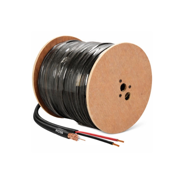 כבל קואקס שחור RG59 + מתח DC על תוף 100 מטר