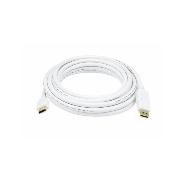 כבל וידאו לבן חיבור Displayport ל- HDMI אורך 4.5 מטר