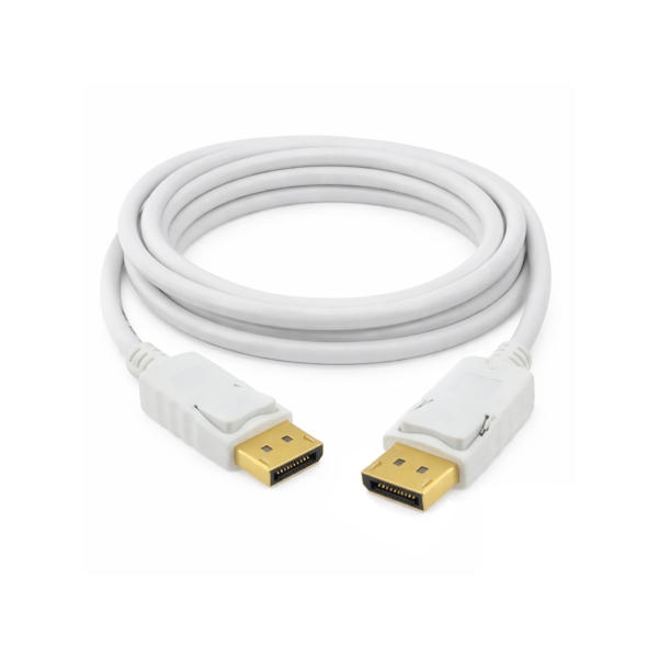 כבל וידאו איכותי לבן עם חיבורי Displayport באורך 3 מטר