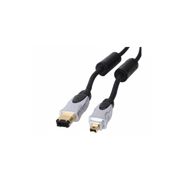 כבל FireWire מקצועי 4-6 פינים מסוכך באורך 5 מטר תוצרת HQ דגם HQSS6271/5