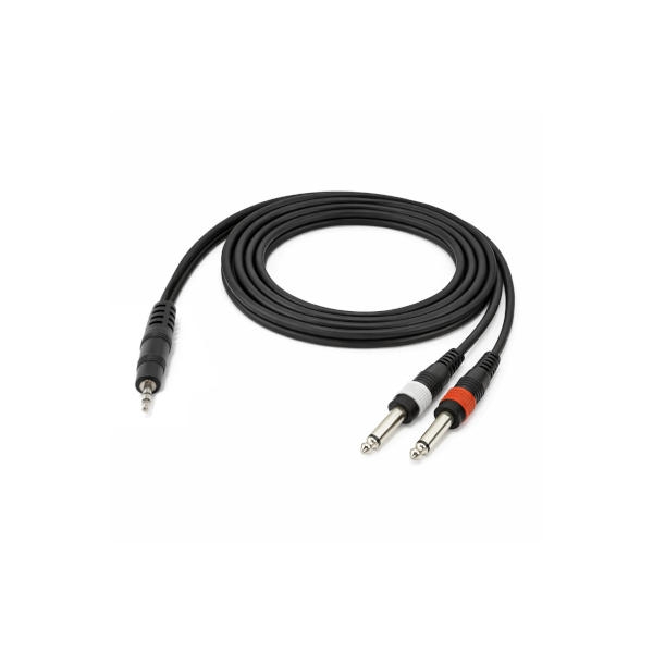 כבל אודיו מקצועי PL-3.5mm ל-2 חיבורי PL מונו - 2 מטר LIDGE