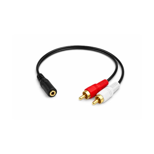 כבל אודיו מתאם מחיבור PL-3.5mm סטריאו נקבה ל-2RCA זכר