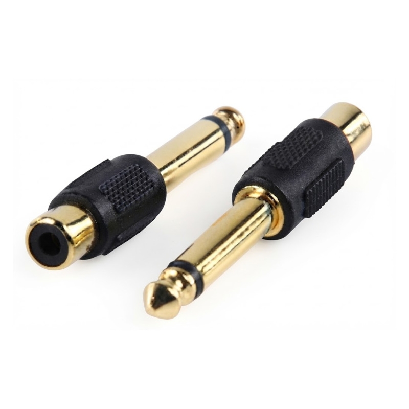 פלאג מתאם מוזהב מחיבור PL גדול 6.35mm לחיבור RCA - מונו