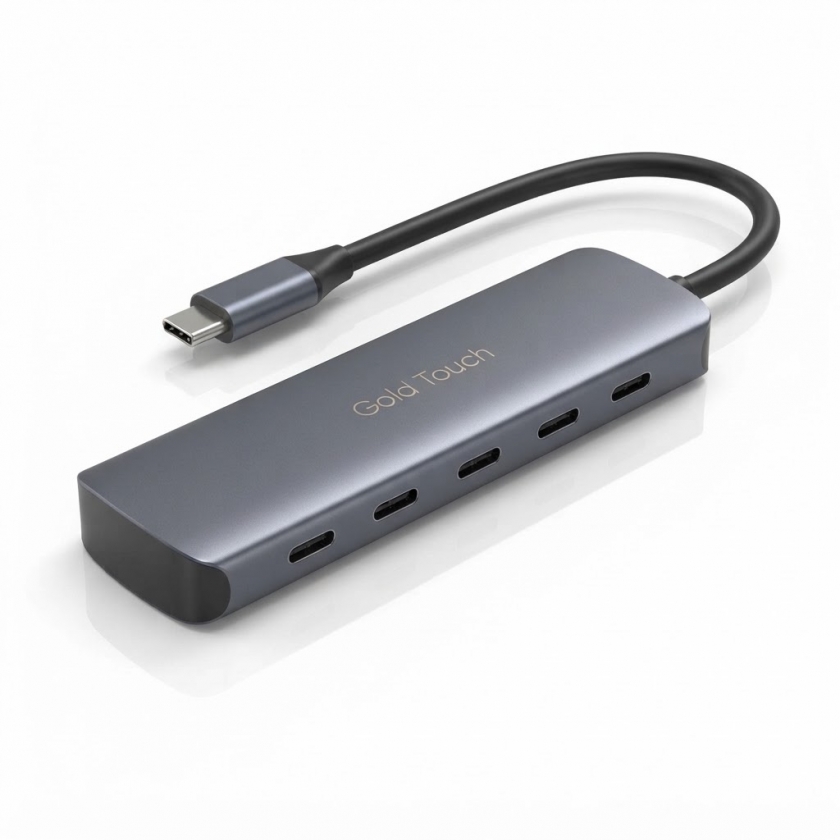 מפצל USB-C ‏5 יציאות  USB 3.2 עם טעינת PD עד 100W