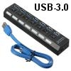 מפצל USB-3.0 שולחני עם 7 חיבורים ומפסק ON/Off לכל פורט